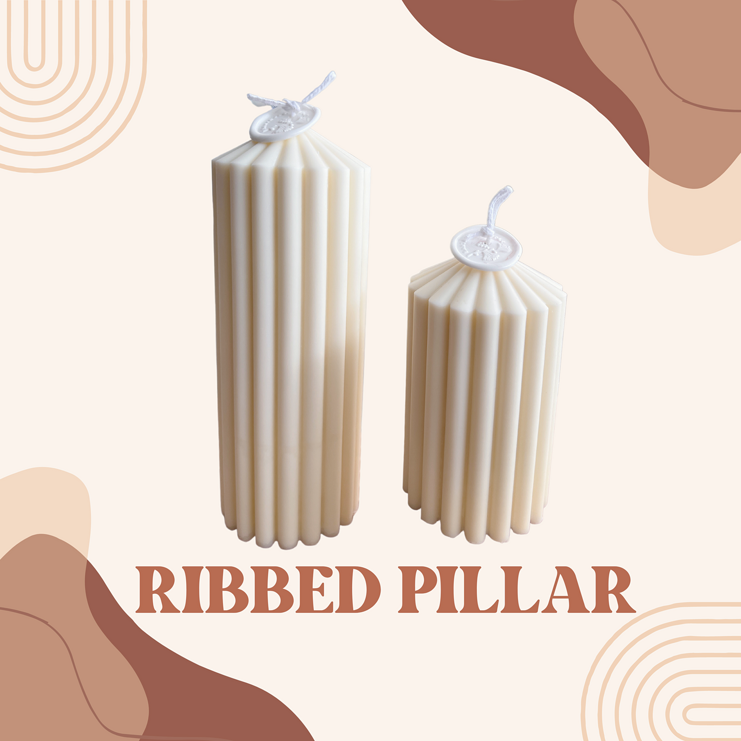 Ribbed Pillar - Unscented Candle / Home Decor