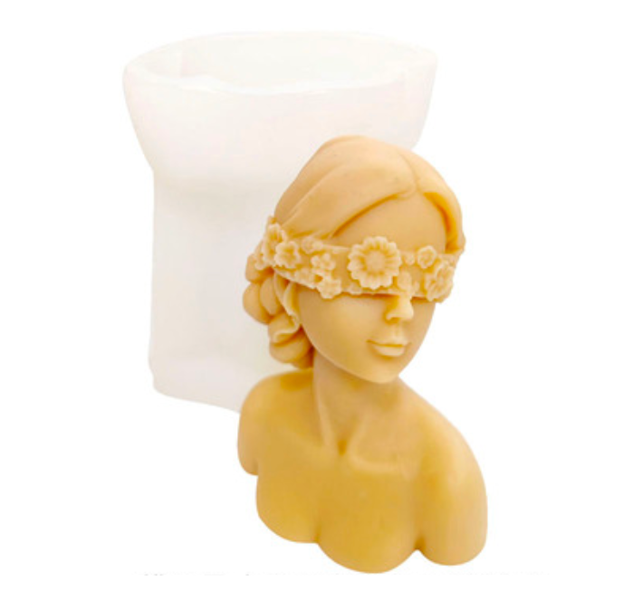 Closed Eyes Rose Flower Goddess - Candle Mould